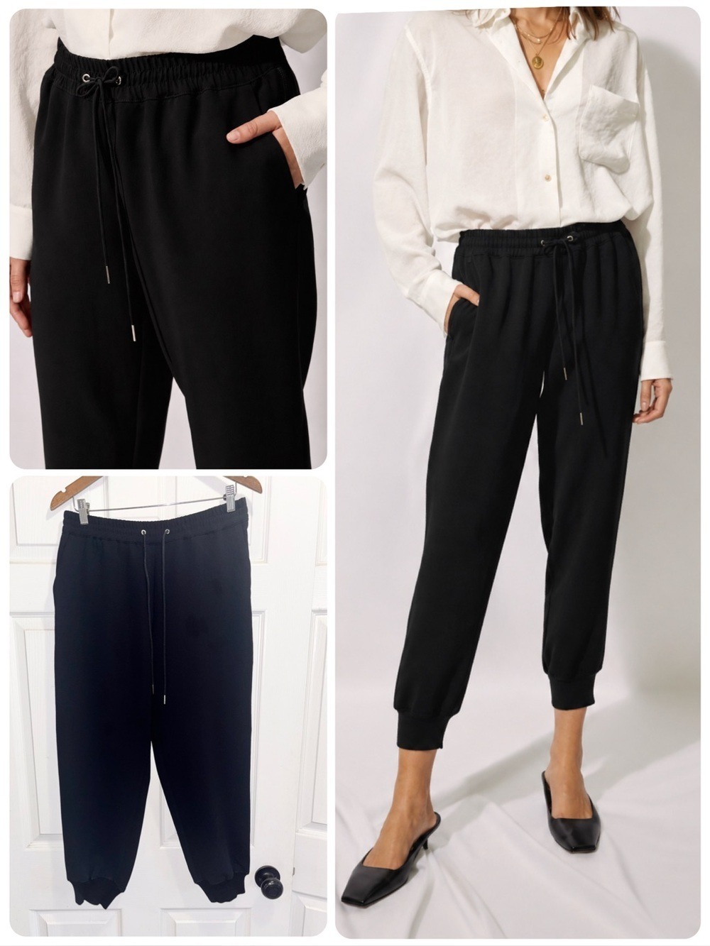 Aritzia Wilfred Buffon Pants Black Crepe Joggers Trousers Size Medium